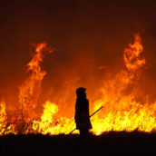 Incendio di rotoballe di fieno a Montecalvo Irpino