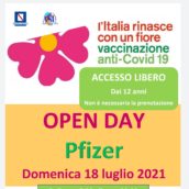 Open Day Pzifer domenica 18 luglio, accesso libero Open Day Pzifer domenica 18 luglio, accesso libero