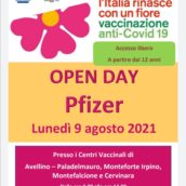 Open Day Pzifer lunedì 9 Agosto, accesso libero a partire dai 12 anni Open Day Pzifer lunedì 9 Agosto, accesso libero a partire dai 12 anni