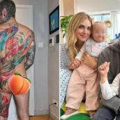 Fedez si mette a nudo per mostrare il tatuaggio dedicato ai figli dopo la malattia