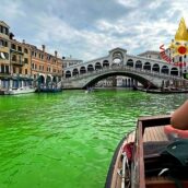 Venezia: chiazza verde fosforescente in Canal Grande