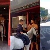 Spagna, uomo entra nel supermercato a cavallo Spagna, uomo entra nel supermercato a cavallo